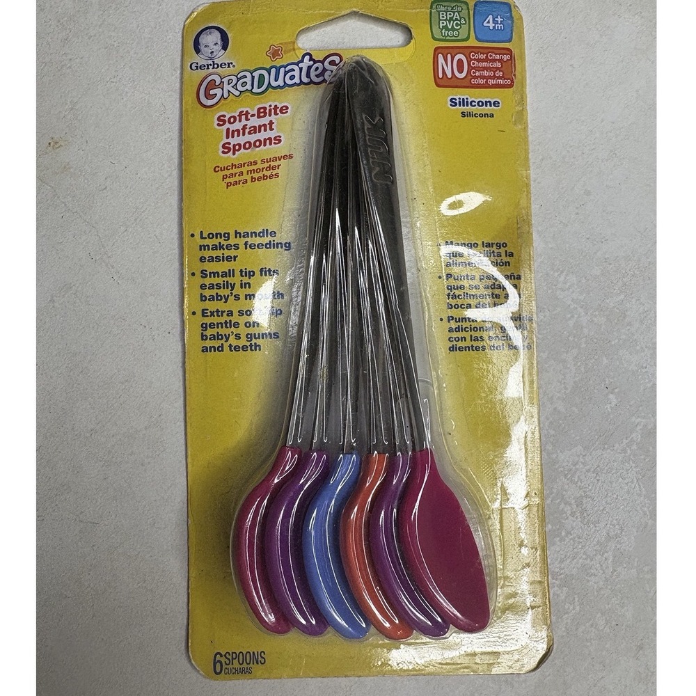 NEW 2013 Gerber Graduates NUK Soft-Bite Infant Spoons Silicone 6 Pack 4m+ Baby
